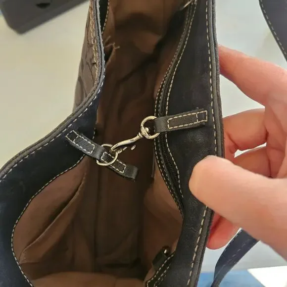 Vintage Coach Signature Hobo Bucket Shoulder Bag Black Leather Y2K - Picture 6 of 10